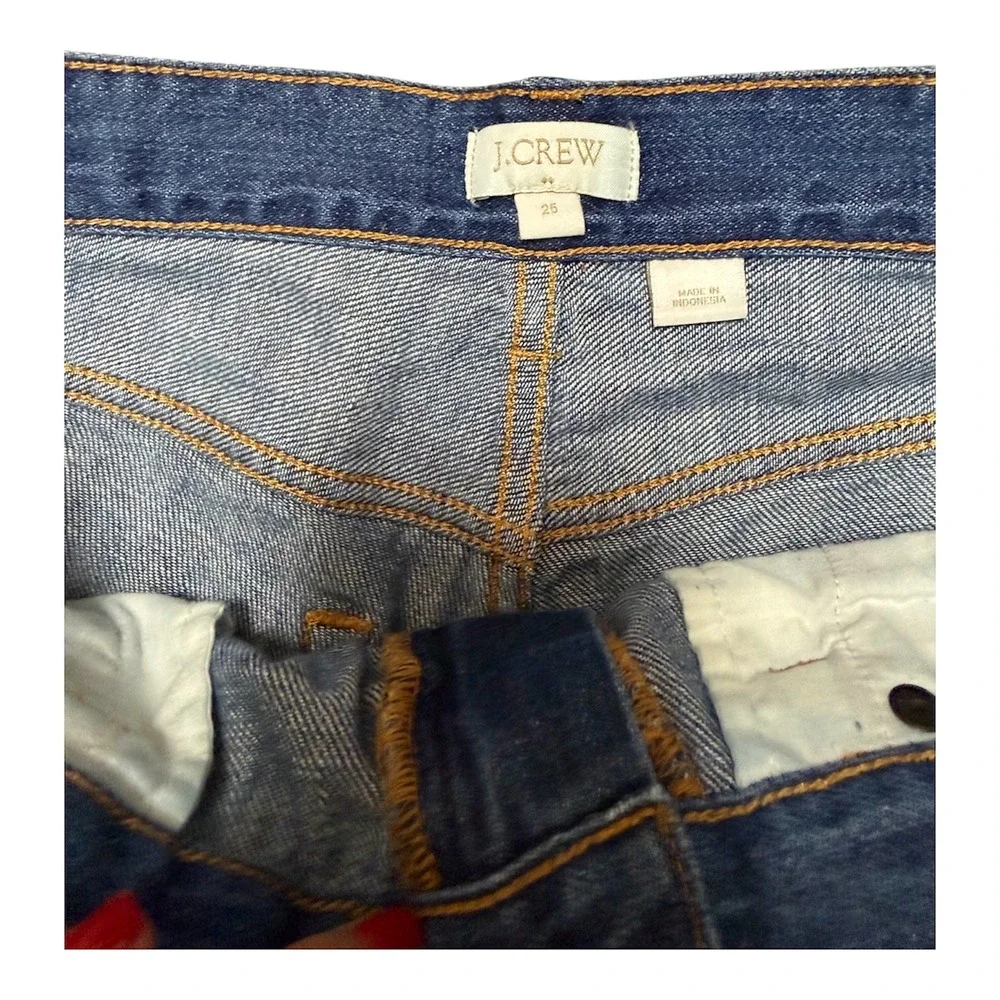 J.Crew Womens Denim Shorts Cuffed Medium Wash 100% Cotton Size 25